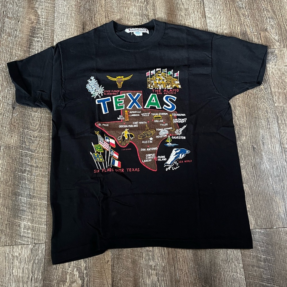VTG Mixed Blues Six Flags Over Texas Sea World Alamo Single Stitch MADE IN‎ USA
